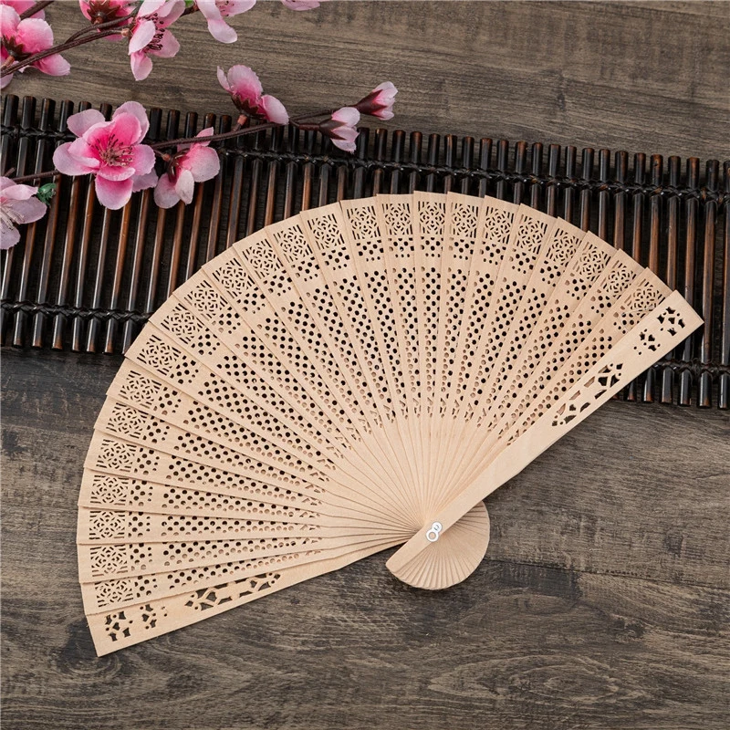 Portable Fan Folding Fan Hand Fan Wooden Hand Fan 8/9inch Vintage Wood Folding Fan Antique Fan Chinese Style Dancing Portable Engraved Hand Held Party Guest Gift