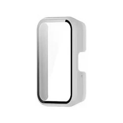 Matte Shockproof Watch Case with Tempered Glass Screen Protector - Full Cover Anti - Scratch Design (White)