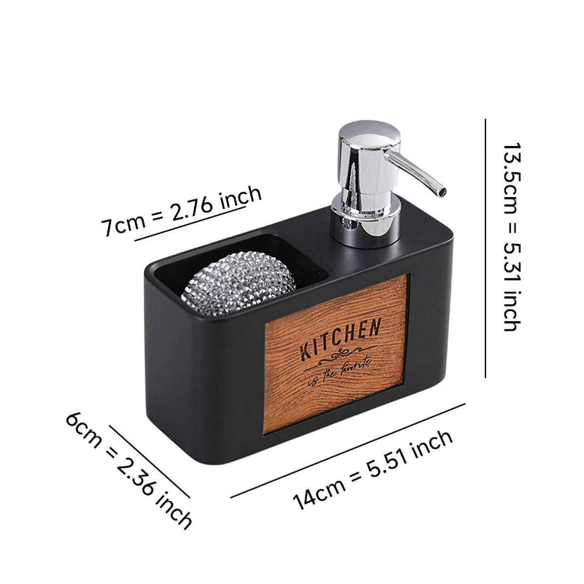 Mercury - free Resin Soap Dispenser with Scouring Pad Kitchen Dishwashing Liquid Press Bathroom Hand Soap Dispenser