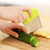 Crinkle Cutter Blade Waffle Fry Cutter Stainless Steel Vegetable Potato Wavy Chopper Knife French Fry Slicer for Carrot Onion 4