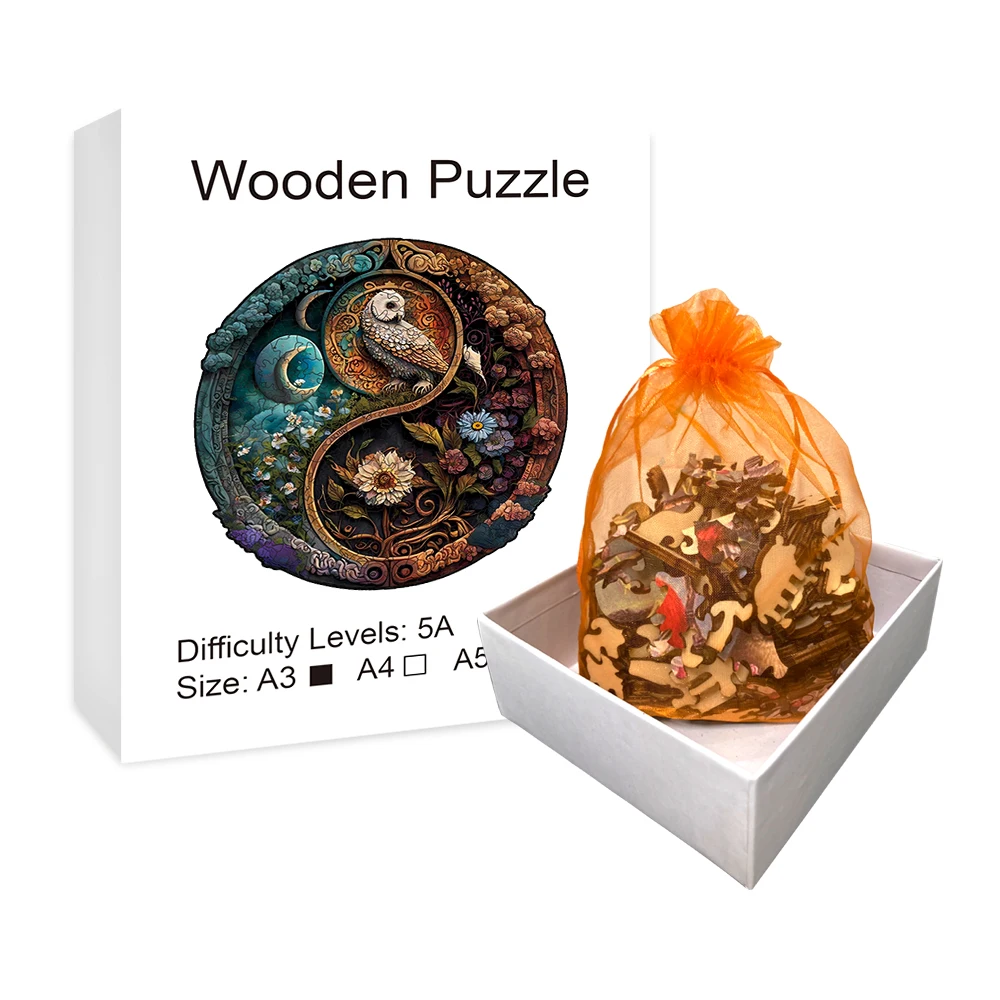 

Unique Owl Under The Moon Wooden Jigsaw Puzzle - Perfect Holiday Gift for Adults and Kids, Challenging Irregular Shape Particles