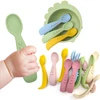 2PCS Silicone Baby Spoons Fork For Baby Cutlery Set Newborn Learn To Eat Training Feeding Spork Tableware Baby Items 4