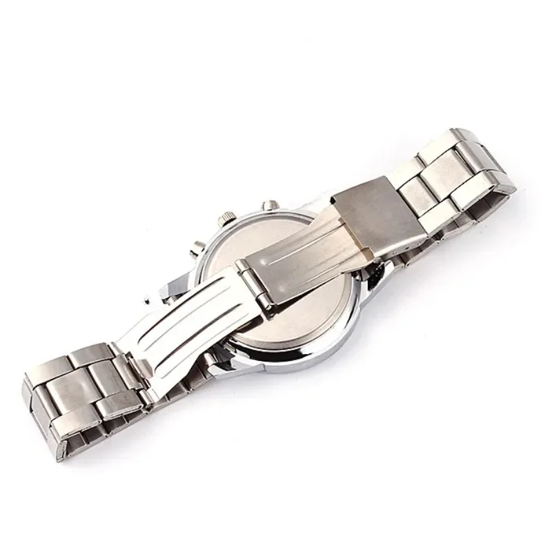 Men Fashion Wristwatches Business Big  Dial Stainless Steel Strap Quartz Watch with Calendar for Mens Boys Clock