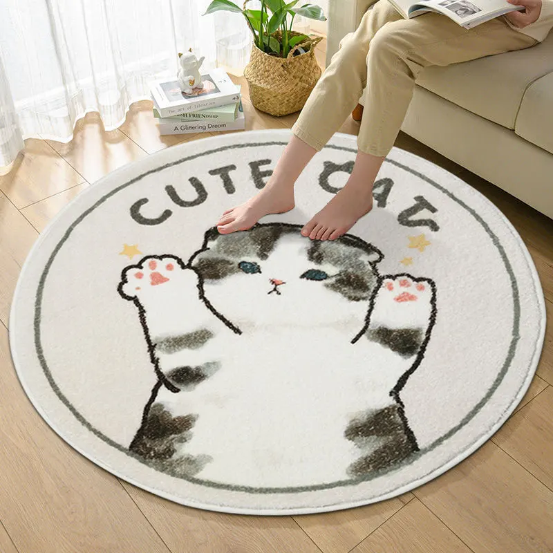Floor Mat Carpet Cartoon Cat Mat Round Doormat Round Carpet Bedside Mats Bedside Rug