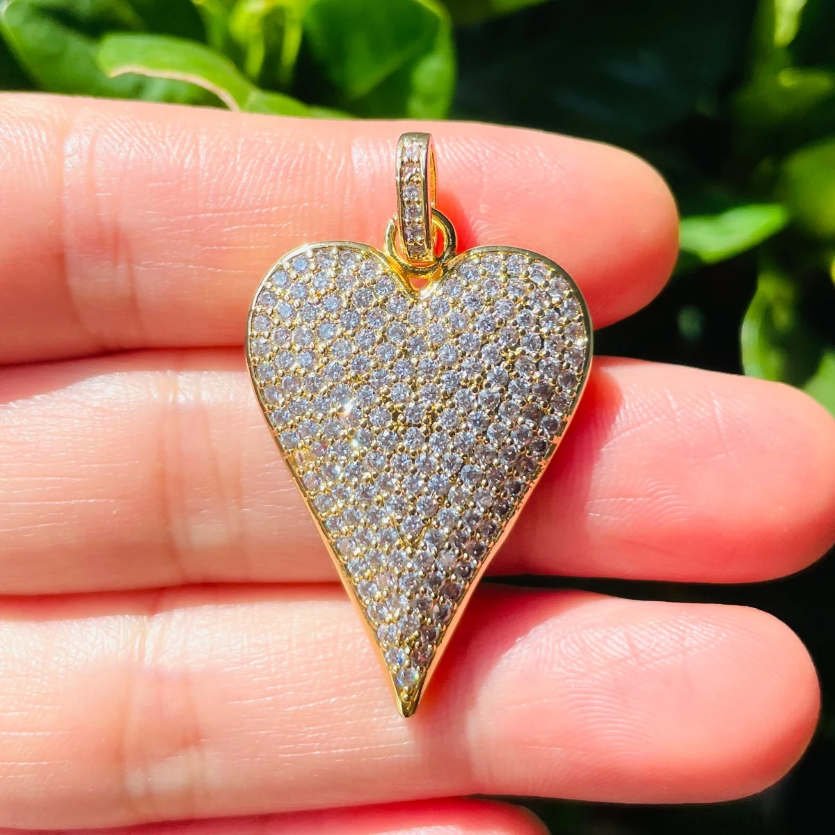 5pcs Micro Pave Heart Charms Bling Exquisite Gold-Plated Pendants for Women Necklace Bracelet Jewelry Making Accessory Wholesale