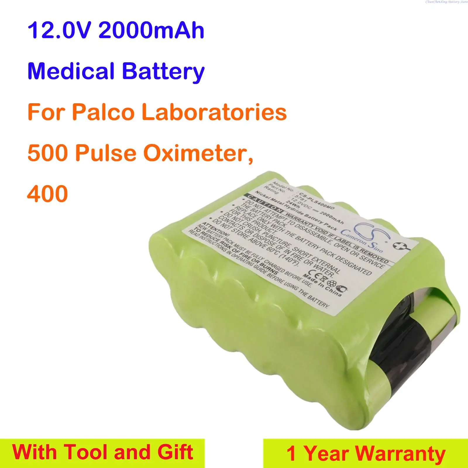 

Cameron Sino 2000mAh replacement Medical Battery for Palco Laboratories 400, 500 Pulse Oximeter