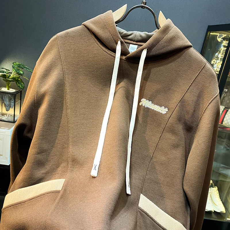 Sudadera con capucha holgada para hombre, chaqueta versátil de