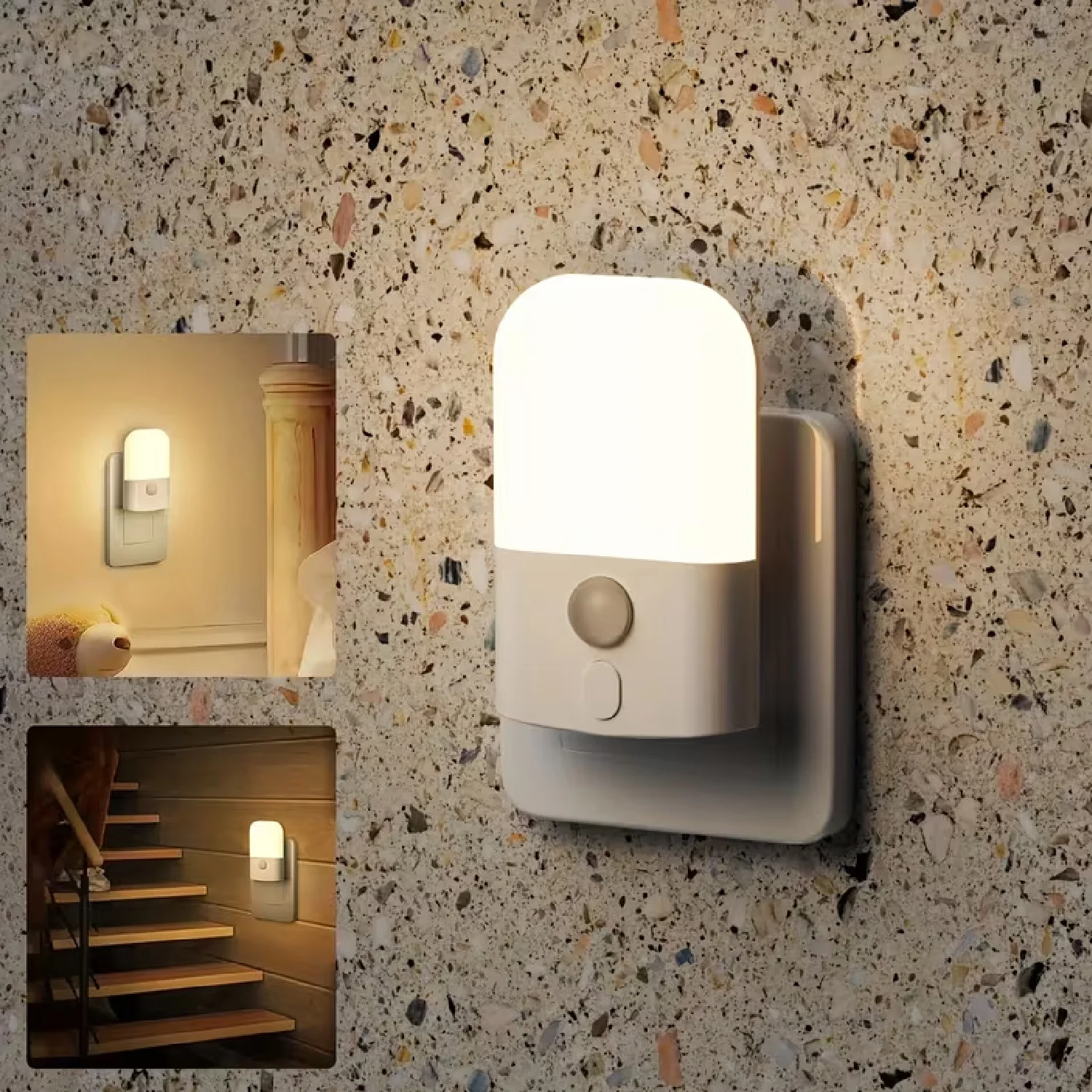 1/2/4 חבילת תאורת לילה LED עם חיישן תנועה, בהירות מתכווננת, תאורת לילה חכמה עם חיישן קיר, 2700K