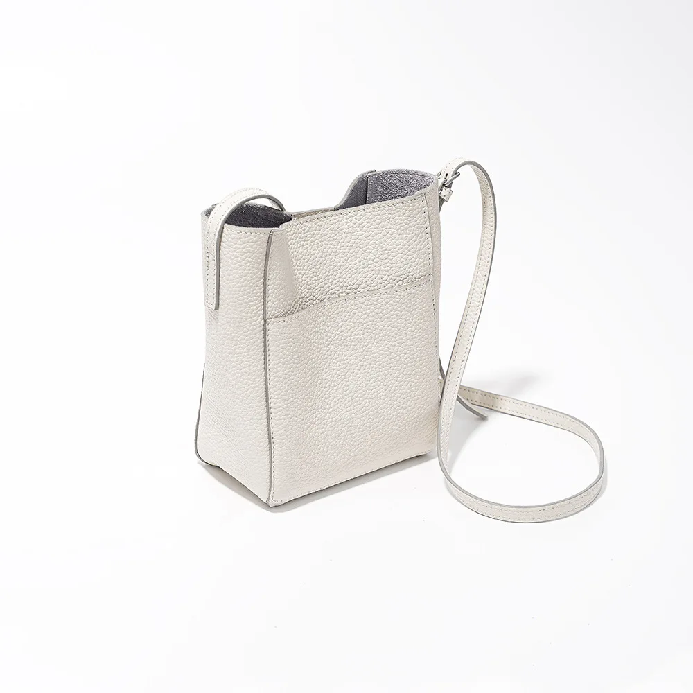 Women's Shoulder Bucket Korean Bag Style Y2k 2024 Early Spring New Texture Genuine Leather Top Layer Cowhide Versatile Simple