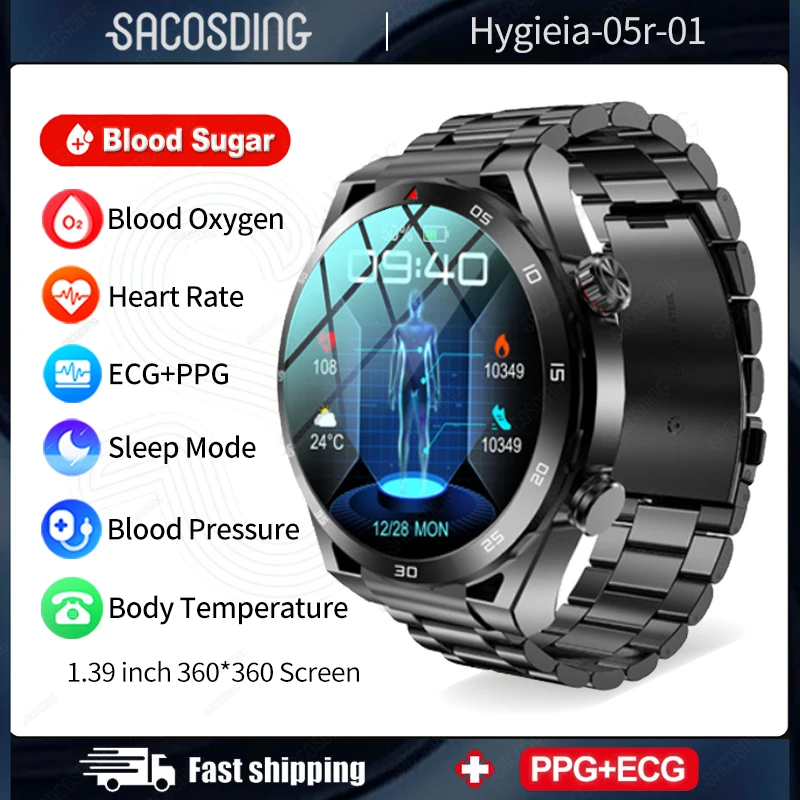 

2023 New Bluetooth Call Blood Sugar Smart Watch Men's Health ECG Watches Precise Thermometer Heart Rate Waterproof Smartwatch