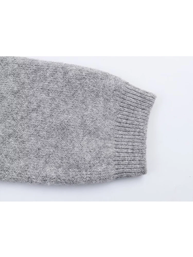 Elegant Knit Short Pullover For Women Chic Scarf Long Sleeves Loose Warm Sweater 2026 New Ladies Daily Street Pullovers