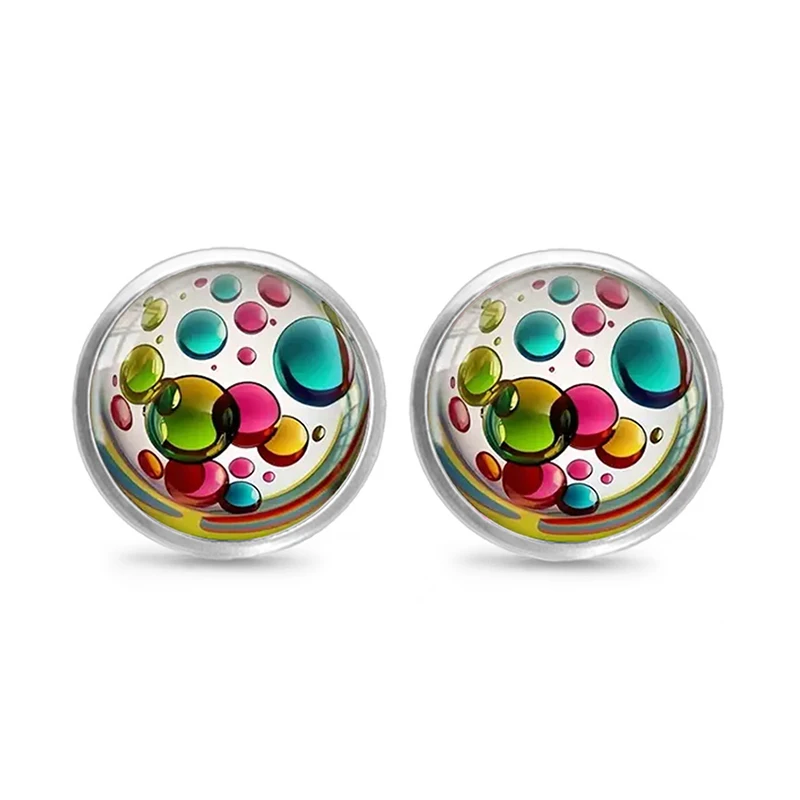 Boho bunte Blasen Glaskuppel Ohrstecker Vintage künstlerische ästhetische Ohrringe für Frauen Mädchen