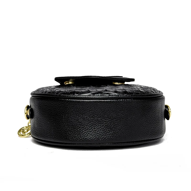 High Quality Leather Brand Crocodile Pattern Circular Women's Handbag Women's Soft Leather Fashion Small Handbag Shoulder Bag