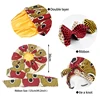 New African Ankara Pattern Satin Linned Bonnet Women Long Ribbon Headwrap Double Layer Headscarf Big Size Adult Hair Cover 6