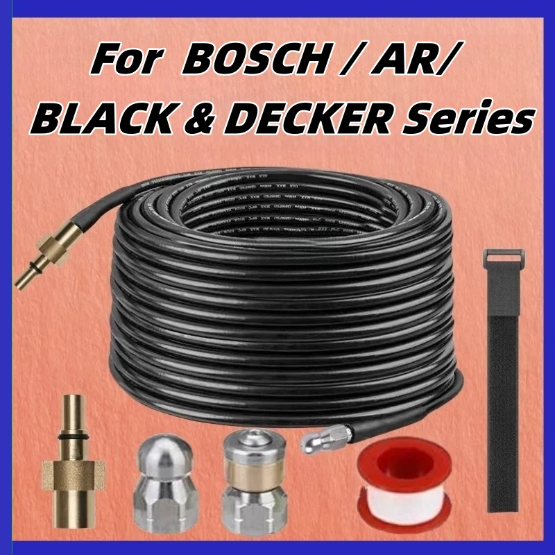 

High Pressure Sewer Cleaning Hose, Suitable For BOSCH/AR/BLACK&DECKER Series, Sewer Cleaning Kit, Detachable Joint Nozzle.
