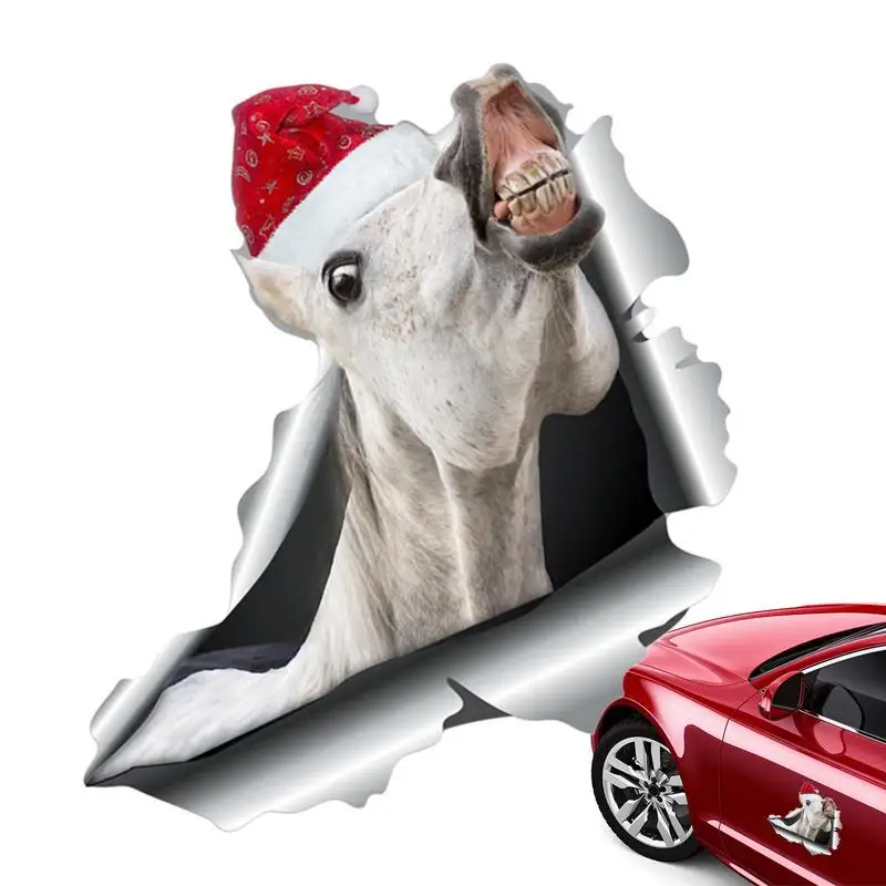 

Автомобильные 3D наклейки на заднее стекло автомобиля Рождественское украшение Автомобили внешний корпус трещины лошадь наклейка магнитные велосипедные наклейки