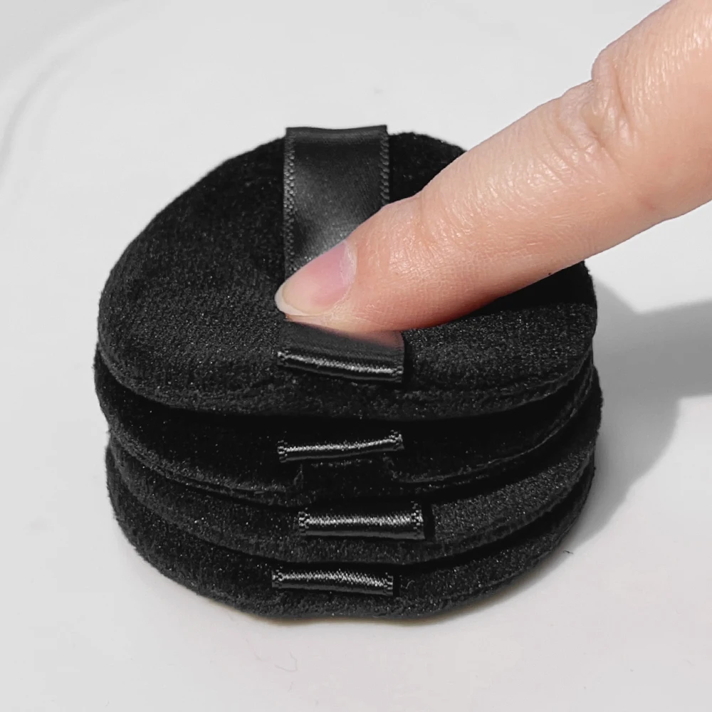 1-100Pcs Black Square Round Crystal Velvet Powder Puff Facial Soft Washable Sponge Cosmetics Puff Beauty Makeup Accessories Tool 5