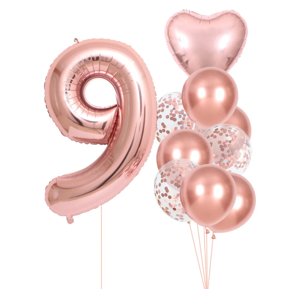 10 Teile/satz 32 zoll Rose Gold Anzahl Ballons Geburtstag Party Hochzeit Feier Zeremonie Hochzeit Raum Dekoration Lieferungen – Detail 11