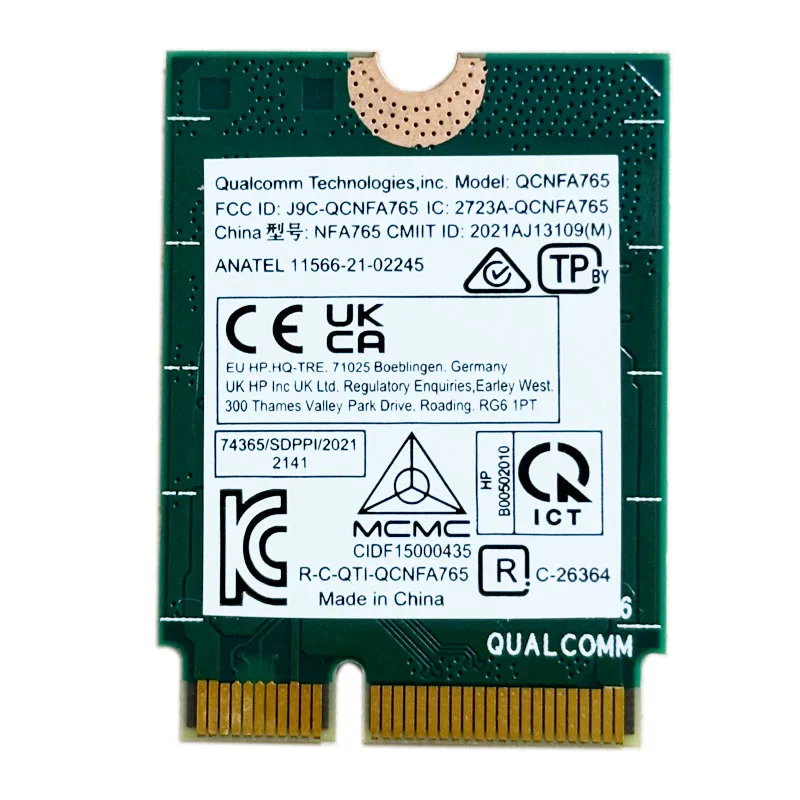 Placa de Rede Qualcomm-wifi Qcnfa765 m2 Key e bt 5.3 M.2 Módulo Ngff Placa de Rede Wi-fi Nfa765a 802.11ac Machado 2.4g 5g 6g 2400mbps - Imagem 3