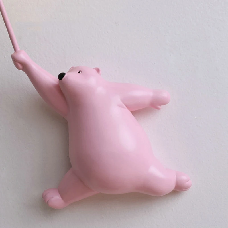 Cartoon Balloon Bear Wall Lamp for Children Room Kids Baby Bedroom Bedside Wall Light with 3D Printing Moon Wall Sconce Lighting