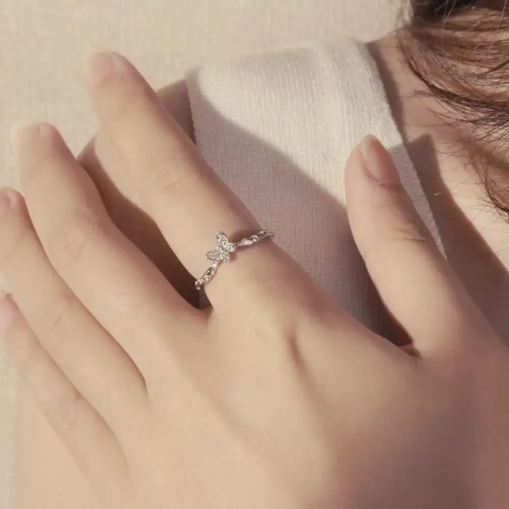 Женское кольцо из стерлингового серебра 925 пробы Bamoer на палец с бабочкой