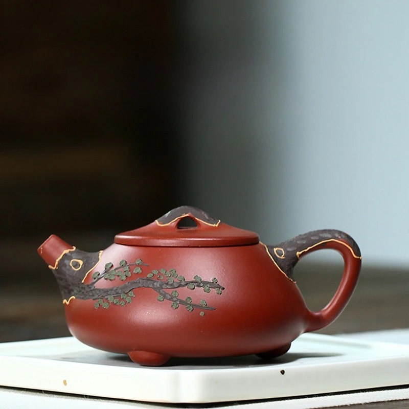 Chinese Style Double Color Teapot, Purple Clay Raw ore Dahongpao, Kung Fu Household, Pure Handmade, 200ML Creative Tea Pots, 1Pc