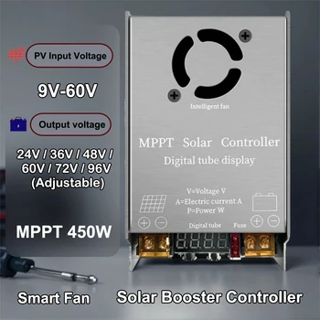 Regolatore Solare MPPT Step-Up 450W 12A con Display Digitale, Caricatore con Ingresso 9V-60V per Batterie al Litio e Piombo-Acido 12V-120V