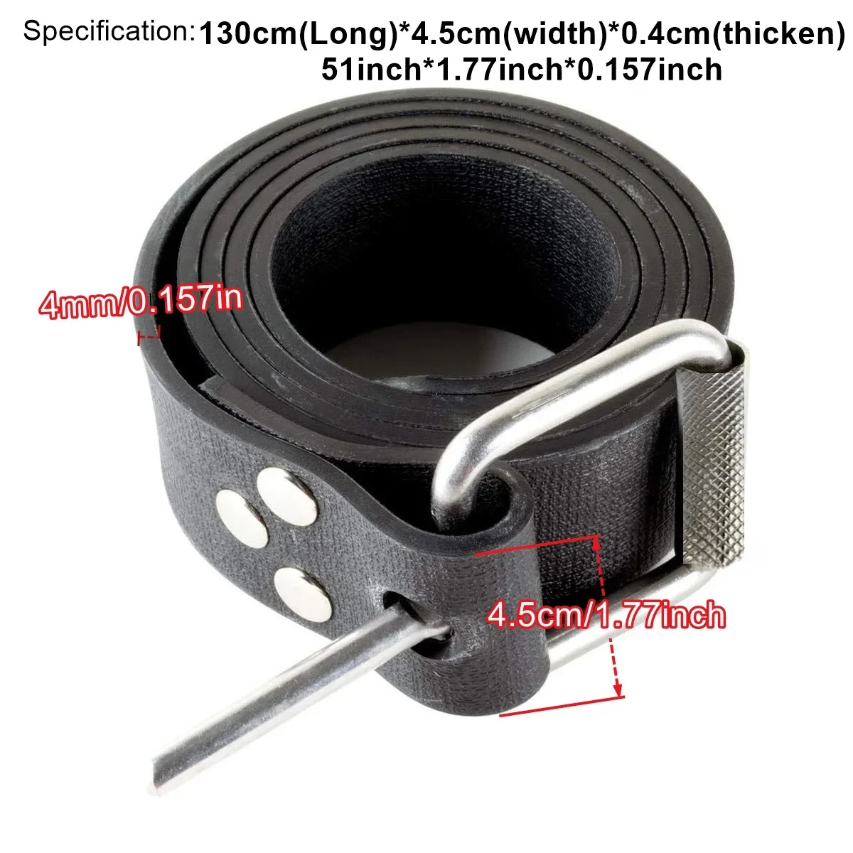 1.3m Silicone Dive Weight Belt with 316 Stainless Steel Roller Buckle, Cuttable for Scuba Diving Spearfishing 4
