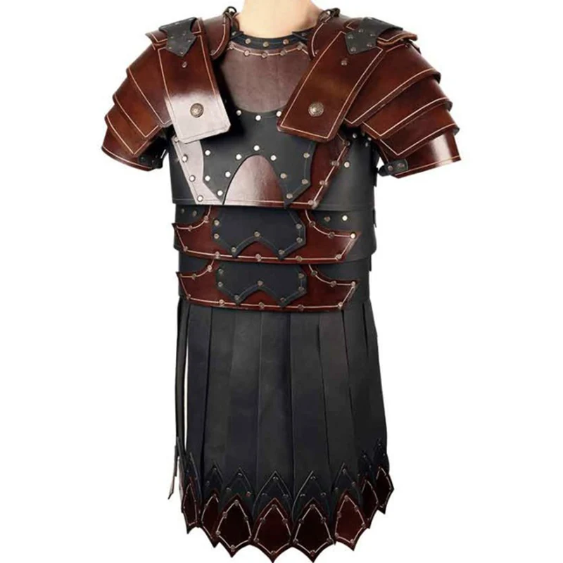 

Medieval Ancient Greek Roman Legion Gladiator PU Leather Cuirass Shoulder Chest Armor Viking Knight Warrior LARP Cosplay Costume