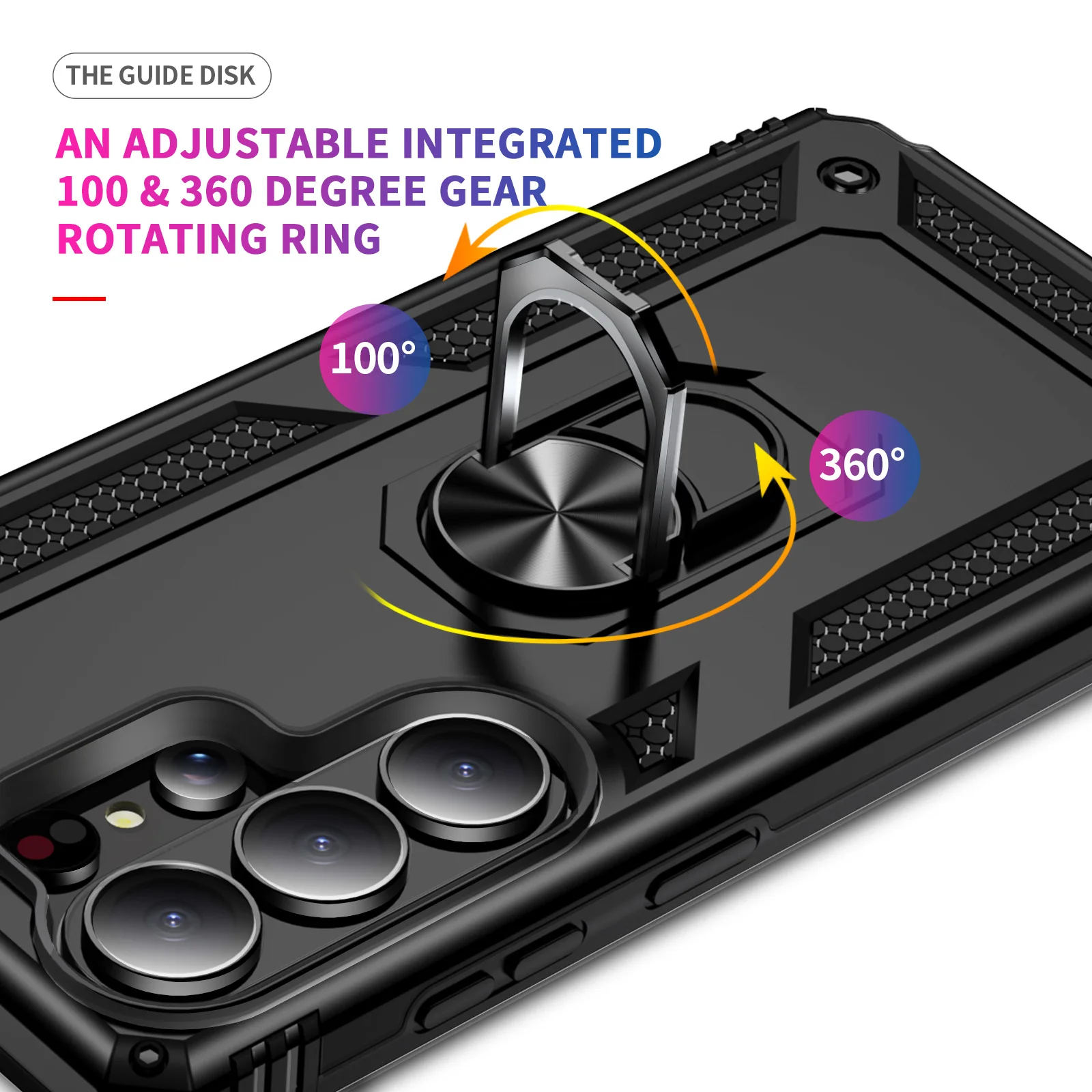 Durable Shockproof Phone Case with Metal Stand and Dual Layer Protection