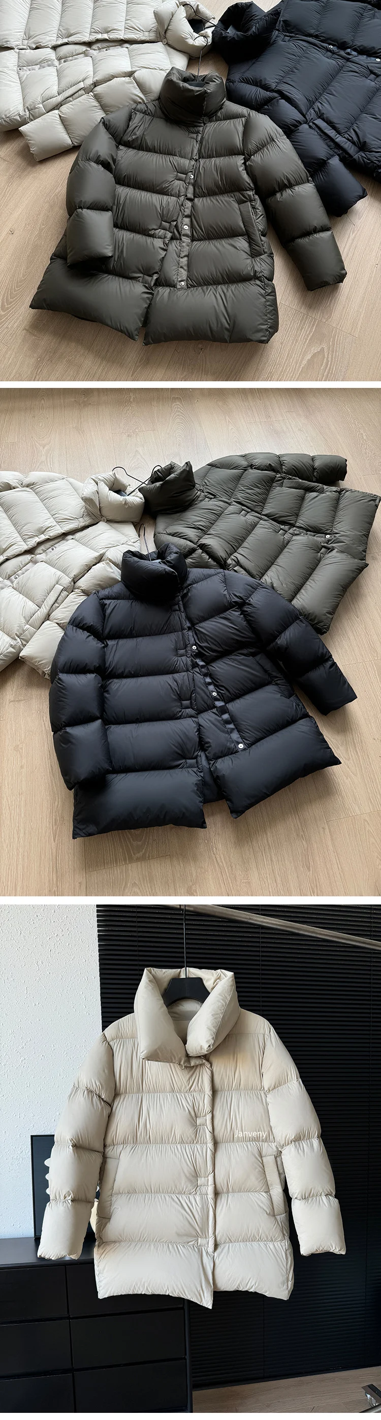 Janveny2025 New Winter Light Soft Warm White Duck Down Jacket Women Stand up Collar Short Puffer Jacket Fashion Puff Loose Parka