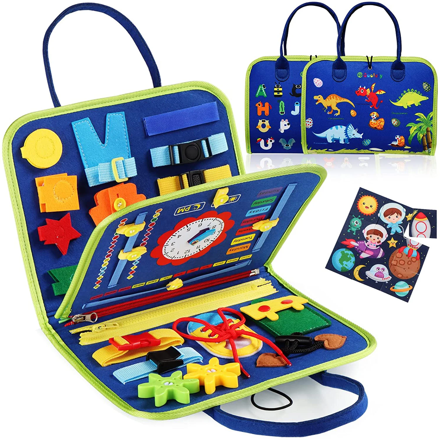 Montessori Busy Board Felt Sensory Board educational toys interactive game toy for Toddlers Educational Activity Developing Basic Dress Fine Motor Skills Travel Toys