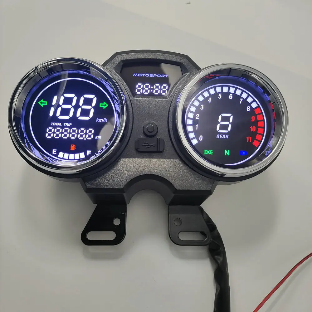 オートバイ用タコメーター 85mm 0-299KM/H MPH 0-12000RPM オートバイ