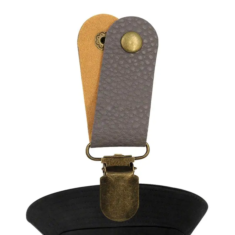 

Hat Clips On Bag Hat Holder For Travel PU Leather Hat Keeper Clip Backpack Clip Backpack Luggage Outdoor Traveling Essentials