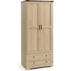 71" Wooden Armoire Wardrobe Closet with Adjustable Shelf and Hanging Rail, Freestanding Closet Wardrobe with 2 Wide Drawers 6