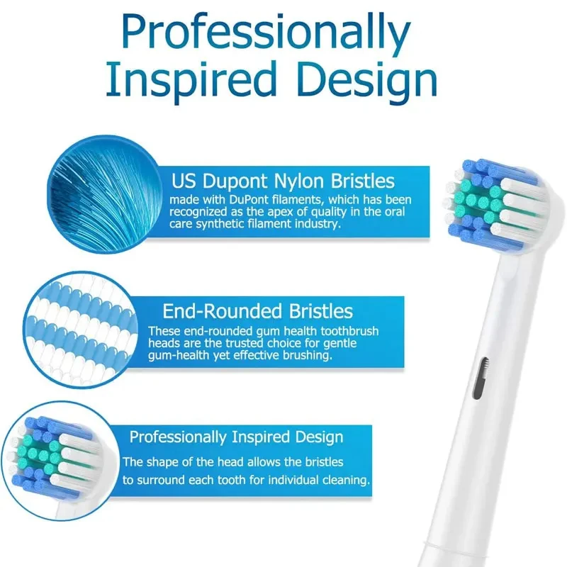 Toothbrush Head Compatible with Oral B Braun Electric Toothbrush Precision Replacement Brush Heads 16Pcs