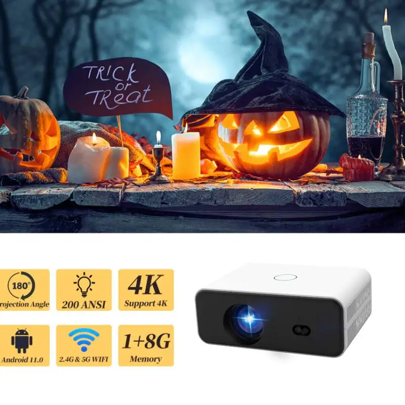 LynCast Projector 4K 1080P 200ANSI Android 11.0 Video Projection BT Dual WIFI Home Theater L012CQ