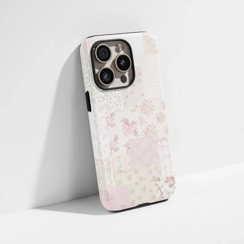 FLORALS Pink Bow Patch Luxury Double-layer Phone Case