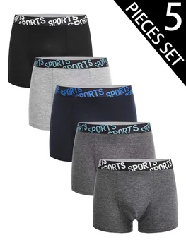Set da 5 pezzi Intimo comodo e traspirante con cintura larga per ragazzi 8-12 anni Boxer per studenti Slip piatti per ragazzi