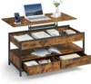 Lift Top Coffee Table with Storage Drawers, Coffee Table for Living Room with Lifting Top, Hidden Compartments and Open Shelf 1