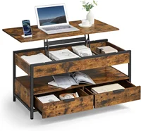 Lift Top Coffee Table with Storage Drawers, Coffee Table for Living Room with Lifting Top, Hidden Compartments and Open Shelf 1