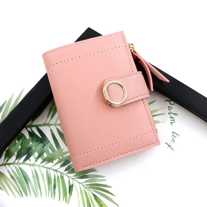 Women's Zipper Short Wallet with Buckle Closure Fresh Literary Small Square Crossbody Bag  for Daily Use