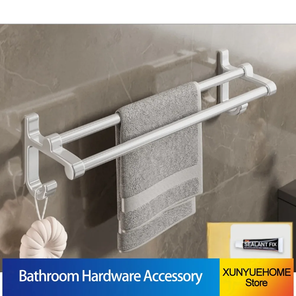 Towel Rack Towel Rack Cloth Holder Matter Silver Aluminum Fold Hanger Wall 50-60CM Shower Bar Rail Toilet Storage Shelf Bathroom Accessorie towel rack towel holder
