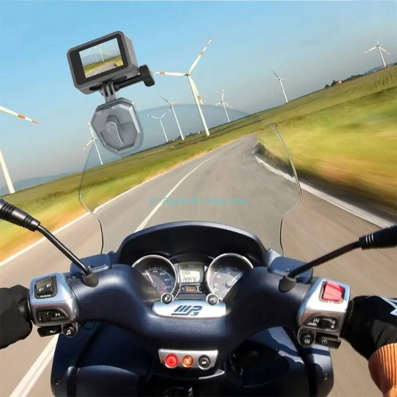 Achetez support caméra action 360° pour moto : pince pare-brise robuste avec rotation complète.