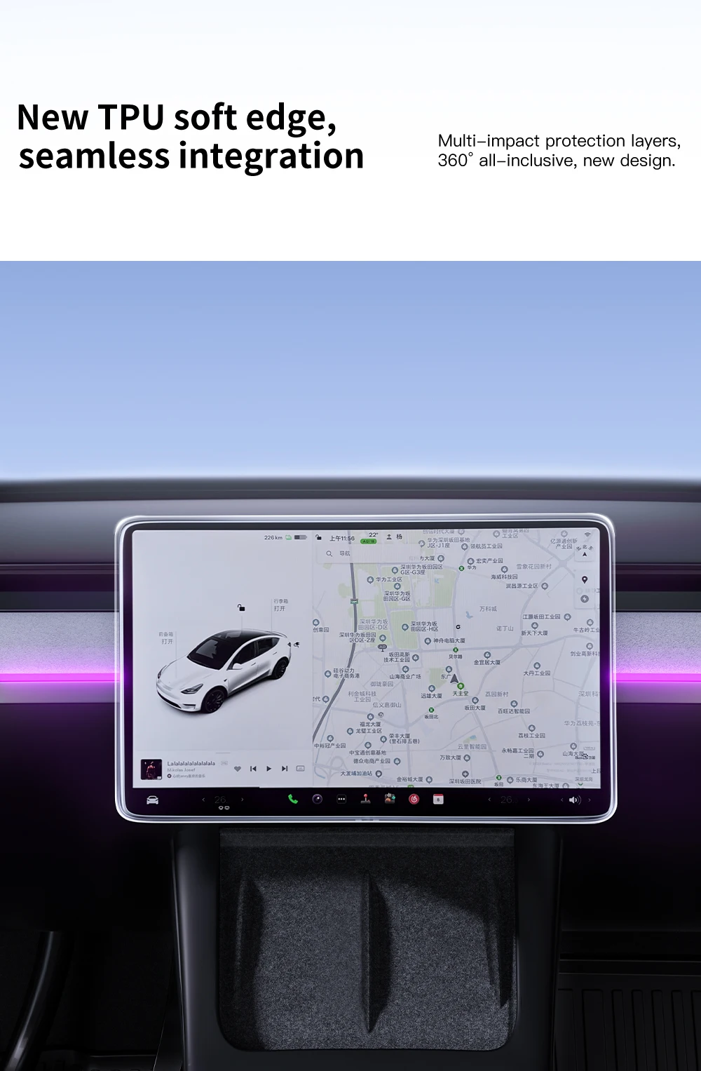 Full Coverage Anti-Scratch Protective Frame For Tesla Model 3 Y 2019-2023 Displa