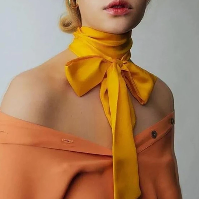 Sb18fe794e5e9440c9d1ab0b5f7cf7697z Solid Color Long Silk Skinny Scarf Women Neck Skinny Scarves Hairband Lady Narrow Neckerchief Bag Ribbons Brand Choker Streamer Mallzona