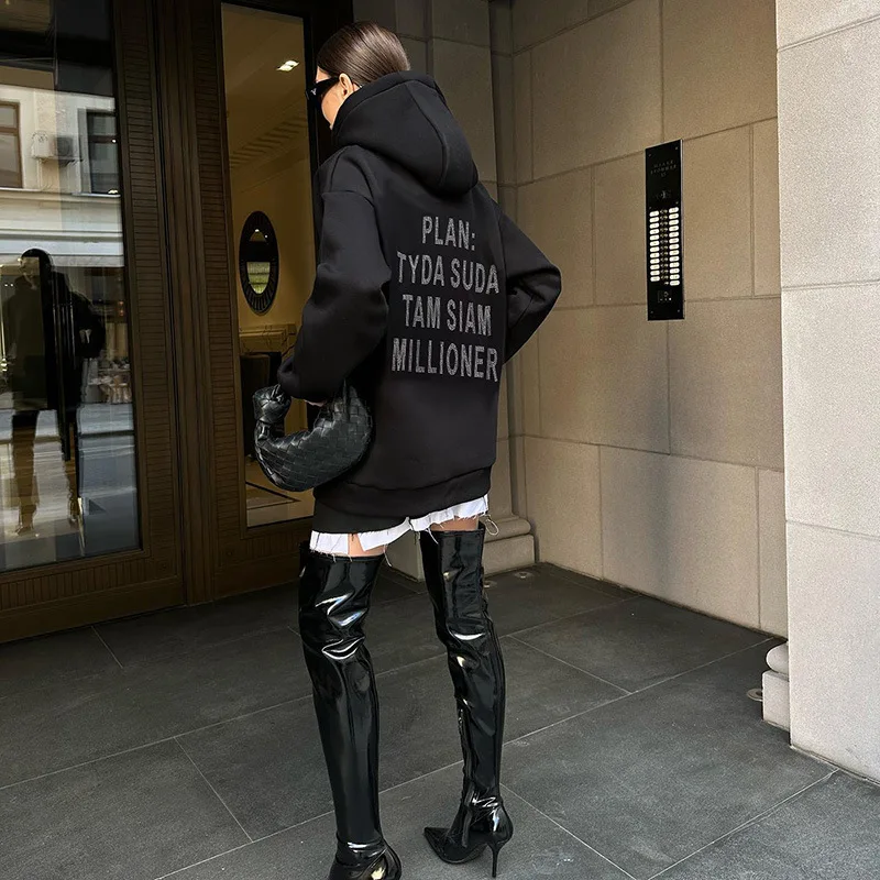 CGC Casual Oversized y2k Hoodie Women Korean Fashion Letter Print Sweatshirts Long Sleeve Pullover Aesthetic Clothing Streetwear