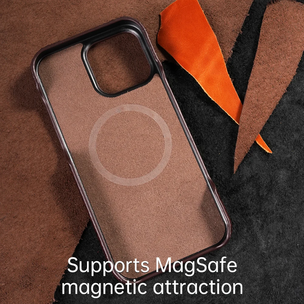 Natural Cowhide Leather Magnetic Phone Protector - Luxury Magsafe Case