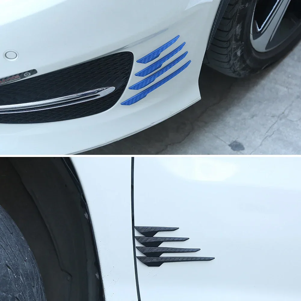 8Pcs Car Spoiler Front Bumper Fin Splitter Anti-Collision Carbon Fiber Look Rubber Protector Guards car protector