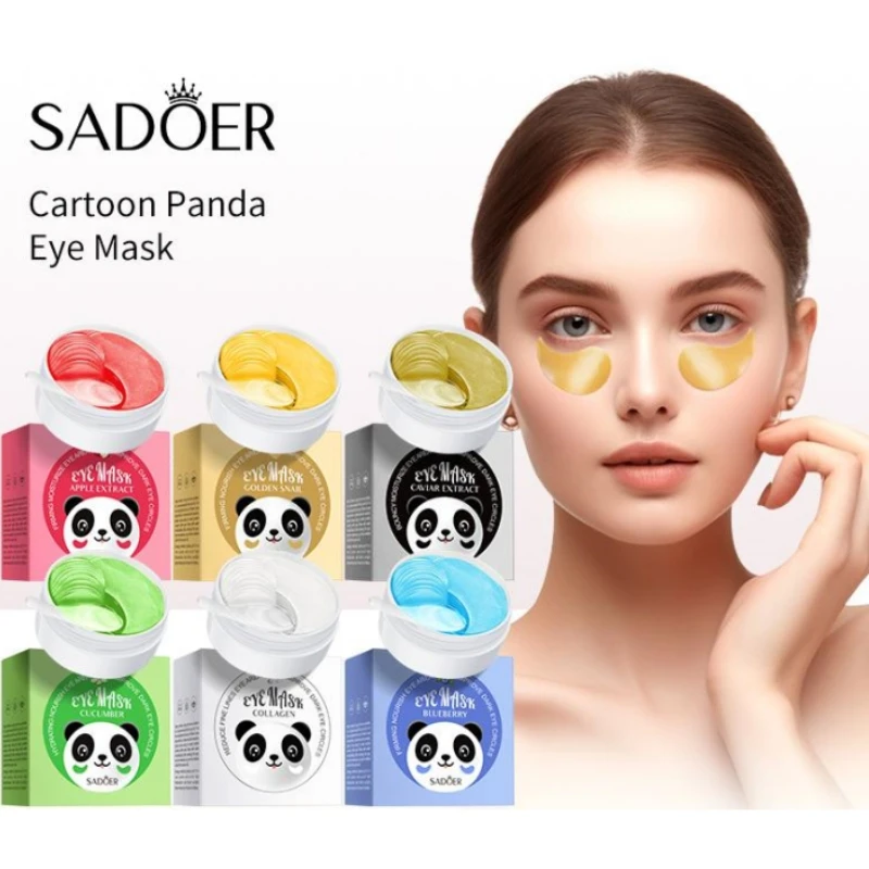 80g 60Pcs SADOER Golden Snail Eye Mask Moisturizing Remove Dark Circle Anti Puffiness Fade Fine Lines Hydrating Brighten Eyes